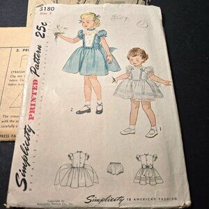 Simplicity 3180 sewing pattern Child's dress and panties CUT vintage 50s